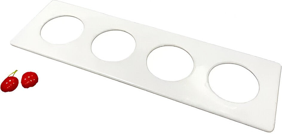 Bugambilia - MOD 20.7" Insert White Rectangular IH Food Pan Tile with Four Openings With Elegantly Textured - IH2/4L4-WW