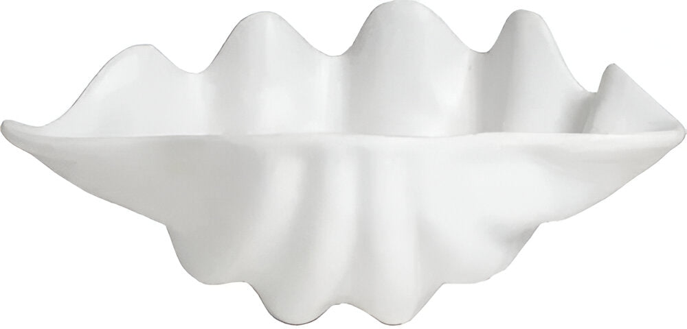 Bugambilia - Mod 135.3 Oz Large White Shell Ceviche Shell Plate With Glossy Smooth Finish - SC004-MOD-WW