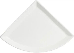 Bugambilia - Mod 13.4" Small White Quarter Moon Platter With Glossy Smooth Finish - PM402-MOD-WW