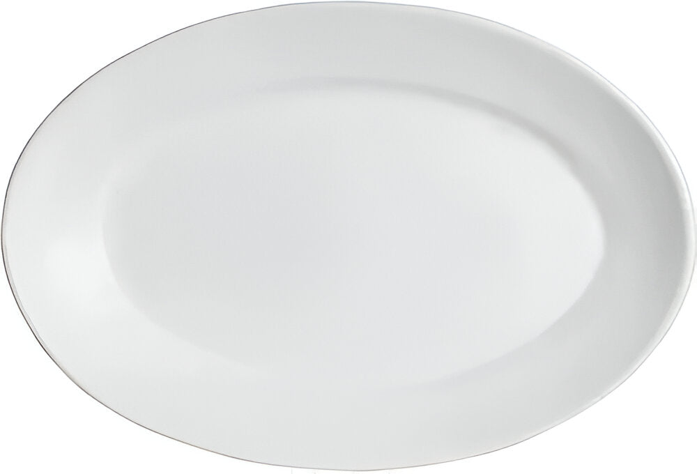 Bugambilia - Mod 147.2 Oz Medium White Oval Platter With Glossy Smooth Finish - PO003-MOD-WW