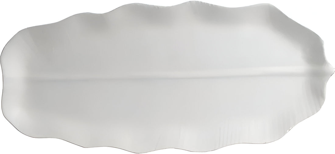 Bugambilia - Mod 19.7" Small White Palm Platter With Glossy Smooth Finish - PHP02-MOD-WW