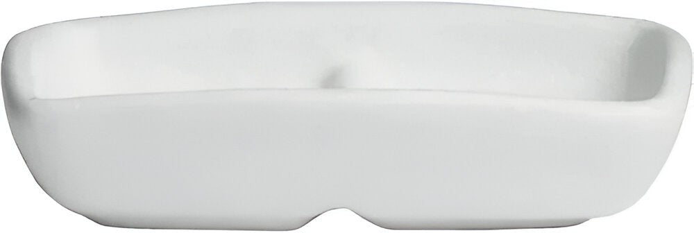 Bugambilia - Mod 1.01 Oz White Rectangular 2 Division Condiment Dish With Glossy Smooth Finish - PUW01-MOD-WW