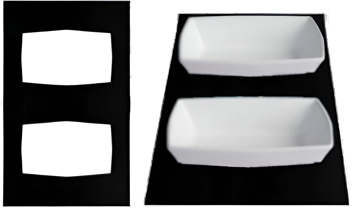 Bugambilia - Mod 20.82" x 12.75" Black Resin Coated Single Tile With 2 Rectangular Openings Fits For TPUD02 - T0A21-MOD