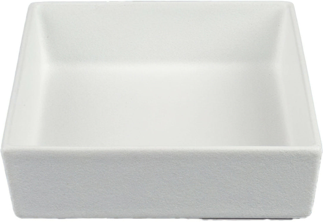 Bugambilia - Mod 30.05 Oz White Square Inclined Straight Sided Salad Bar Bowl With Elegantly Textured - COMP30WW