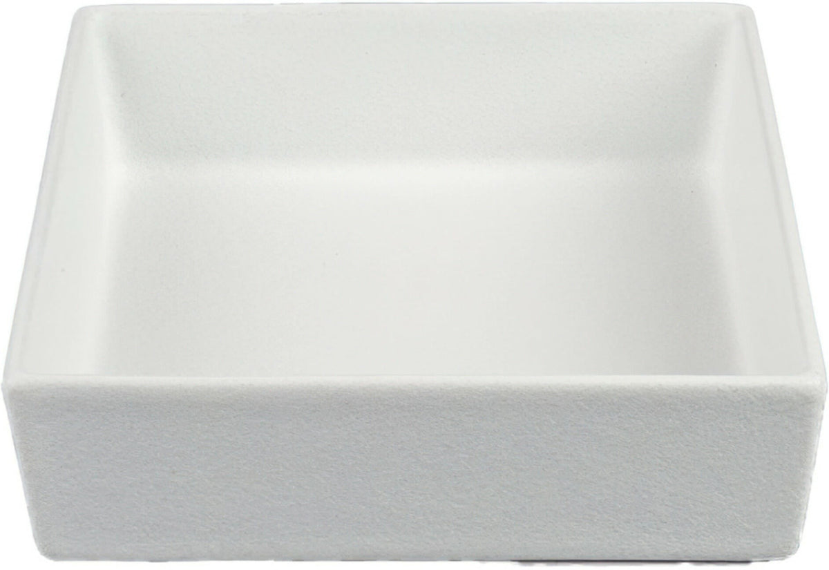 Bugambilia - Mod 30.05 Oz White Square Inclined Straight Sided Salad Bar Bowl With Elegantly Textured - COMP30WW