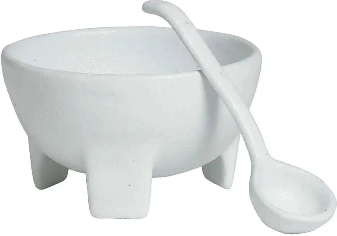 Bugambilia - Mod 6.8 Oz X-Small White Round Molcajete With Glossy Smooth Finish - MJS01-MOD-WW
