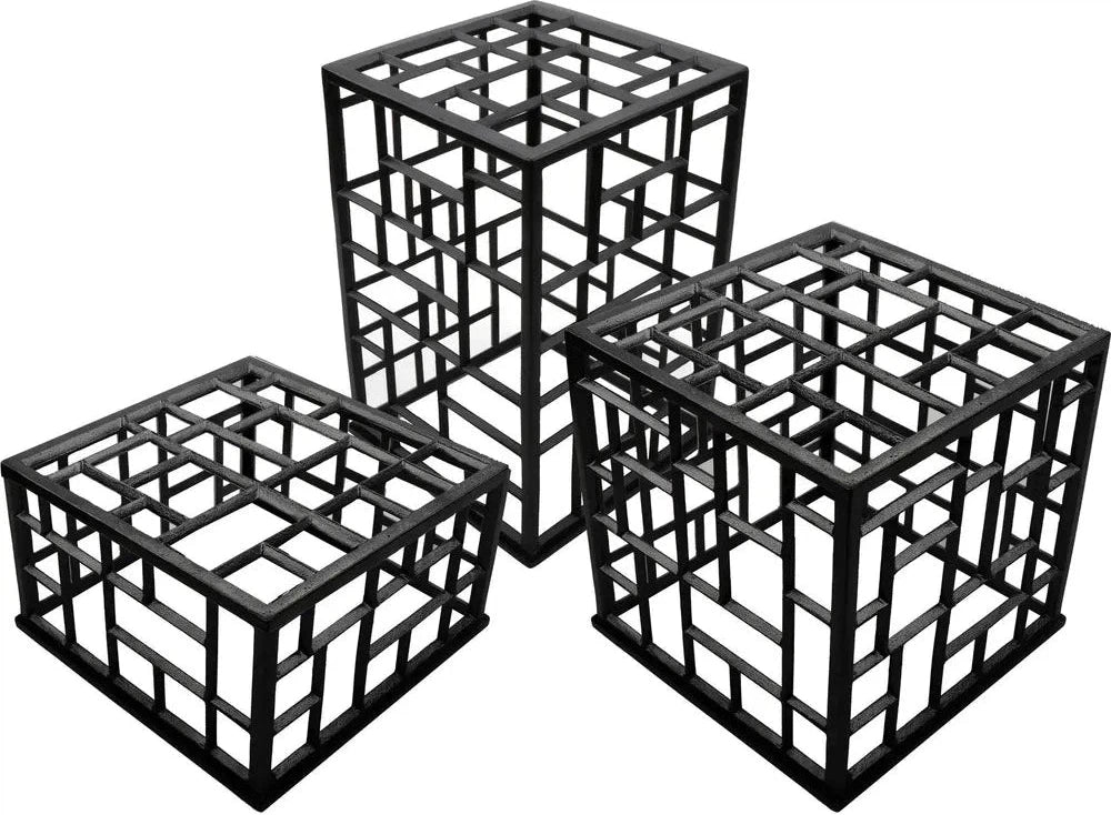 Bugambilia - Mod Black, Pack of 3 Rectangular Powder-Coated Aluminum Mondrian Risers - MONPDCSETBB