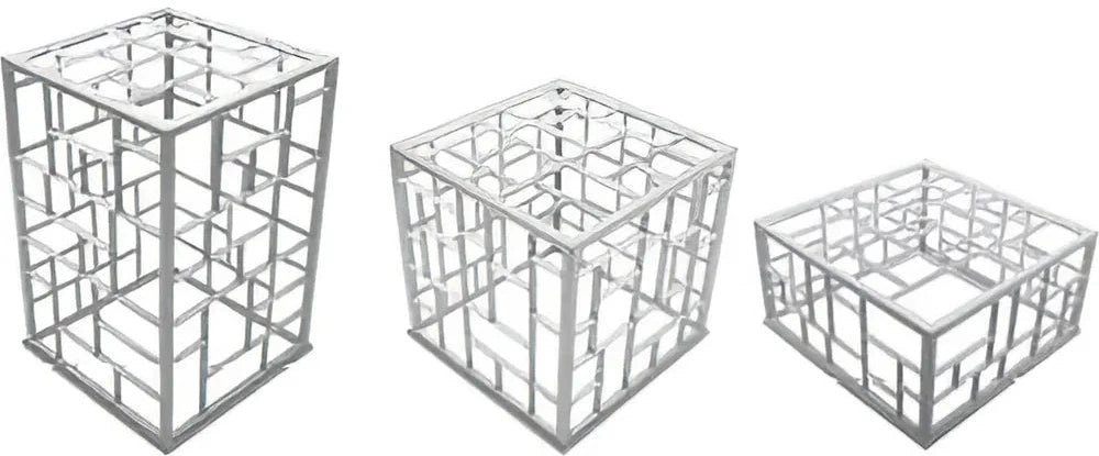 Bugambilia - Mod Gray Rectangular, Pack of 3 Powder-Coated Aluminum Mondrian Risers With Glossy Smooth Finish - MONPDCSETG