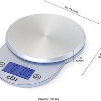 CDN - ProAccurate Silver 11 lb / 5 Kg Digital Scale - SD1104-S