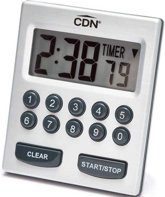 CDN - Silver 10 Hours Direct Entry 2-Alarm Timer, Pack of 6 - TM30