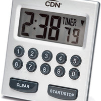 CDN - Silver 10 Hours Direct Entry 2-Alarm Timer, Pack of 6 - TM30
