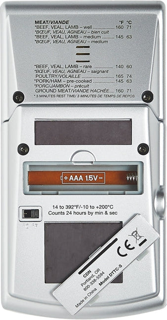 CDN - Silver Digital Probe Thermometer/Timer/Clock - DTTC-S