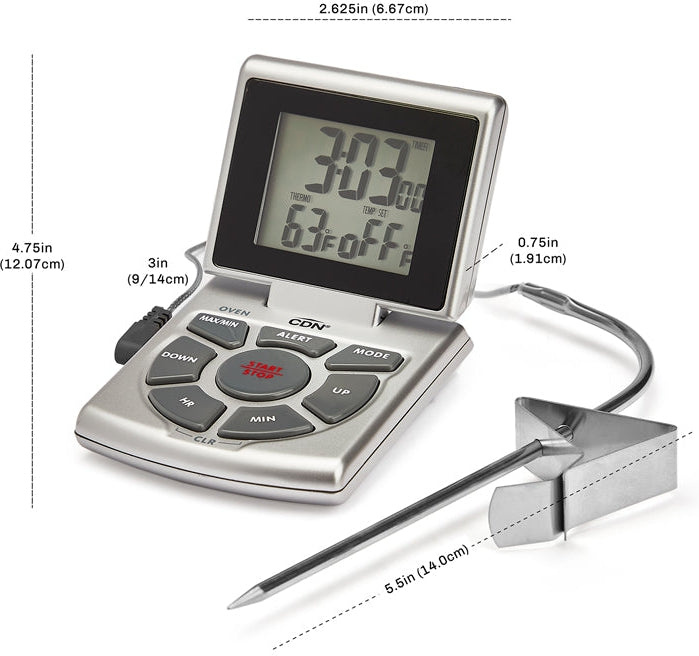 CDN - Silver Digital Probe Thermometer/Timer/Clock - DTTC-S