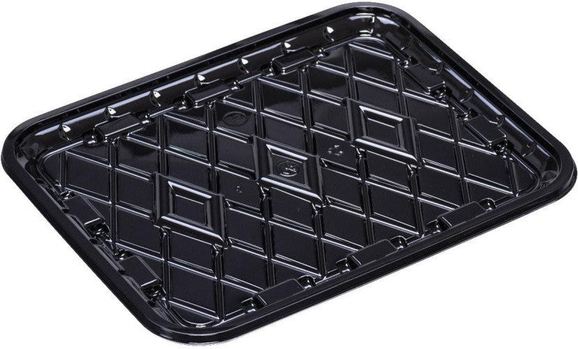 CKF Inc. - 10.12 x 8 x 0.67", #8S Black RPET Plastic Meat Tray, 300/Cs - 86613 (Special Order Item)