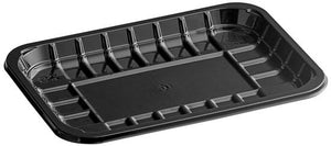CKF Inc. - 6.0 x 8.4 x 1.1", #2S Black RPET Plastic Meat Tray (East), 200/Cs - 86567