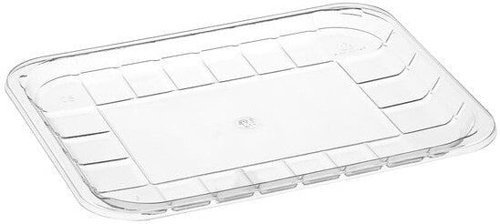 CKF Inc. - 6.0 x 8.4 x 1.1", #2S Clear Ridged RPET Plastic Meat Tray, 500/Cs - 86668 (Special Order Item)
