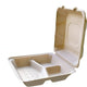 CKF Inc. - 9" x 9" x 3.2", FSTP6A3C 3 Compartment Bagasse Hinged Container, 200/cs - 37717