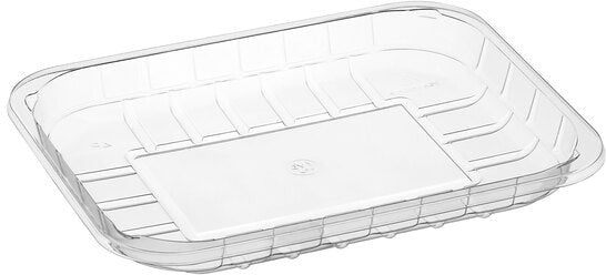 CKF Inc. - 9.1 x 7 x 1.3", #4P Clear RPET Plastic Meat Tray, 480/Cs - 86605 (Special Order Item)