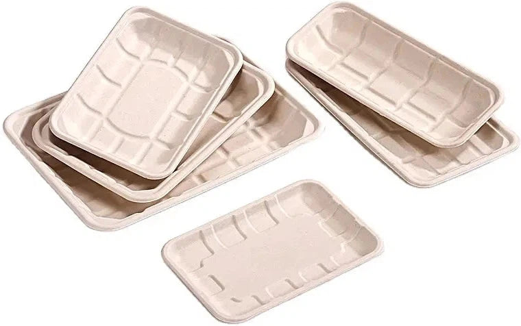 CKF Inc. - EC102 8.1" x 5" x 0.7" Pulp Pack Bagasse Tray , 500/cs - 44770