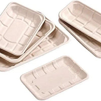 CKF Inc. - EC102 8.1" x 5" x 0.7" Pulp Pack Bagasse Tray , 500/cs - 44770
