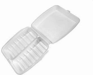CKF Inc. - FST2C White Foam Hinged Lid 2 Compartment Container, 200/cs - 87509