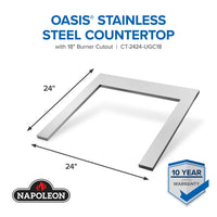Napoleon - OASIS Universal 24" x 24" Stainless Steel Countertop with 18" Burner Cutout - CT-2424-UGC18