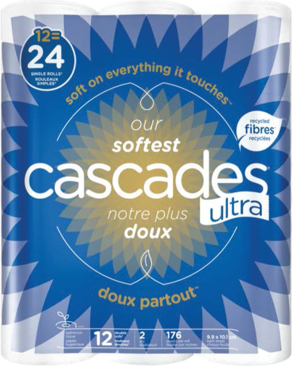 Cascades Tissue Group - 176 Sheets Ultra Soft 2 ply Toilet Tissue, 12rl/cs - 77151D1 (Special Order Item)