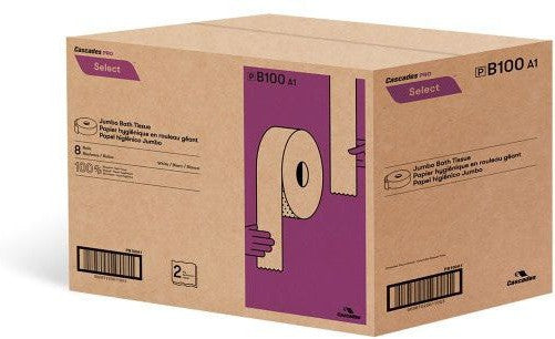 Cascades Tissue Group - 750 Feet Select 2ply JRT Toilet Tissue, 12 Rl/Cs - B100 (Special Order Item)