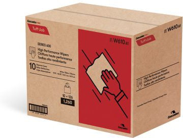 Cascades Tissue Group - 9.75" x 16.75" Tuff Job High Performance Pop-Up Wipers, Pack of 10 - W610