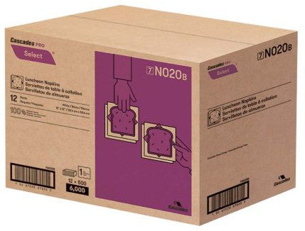 Cascades Tissue Group - Select 1 ply Luncheon Napkins, Pack of 6000 - N020