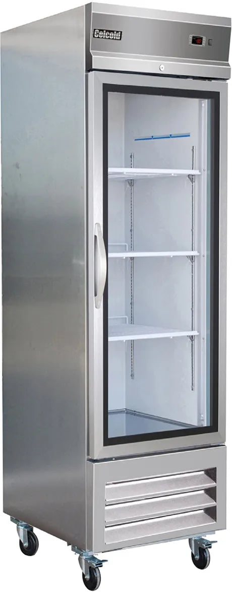 Celcold - 27" Commercial Stainless Steel Glass Door Refrigerator - CR27GD