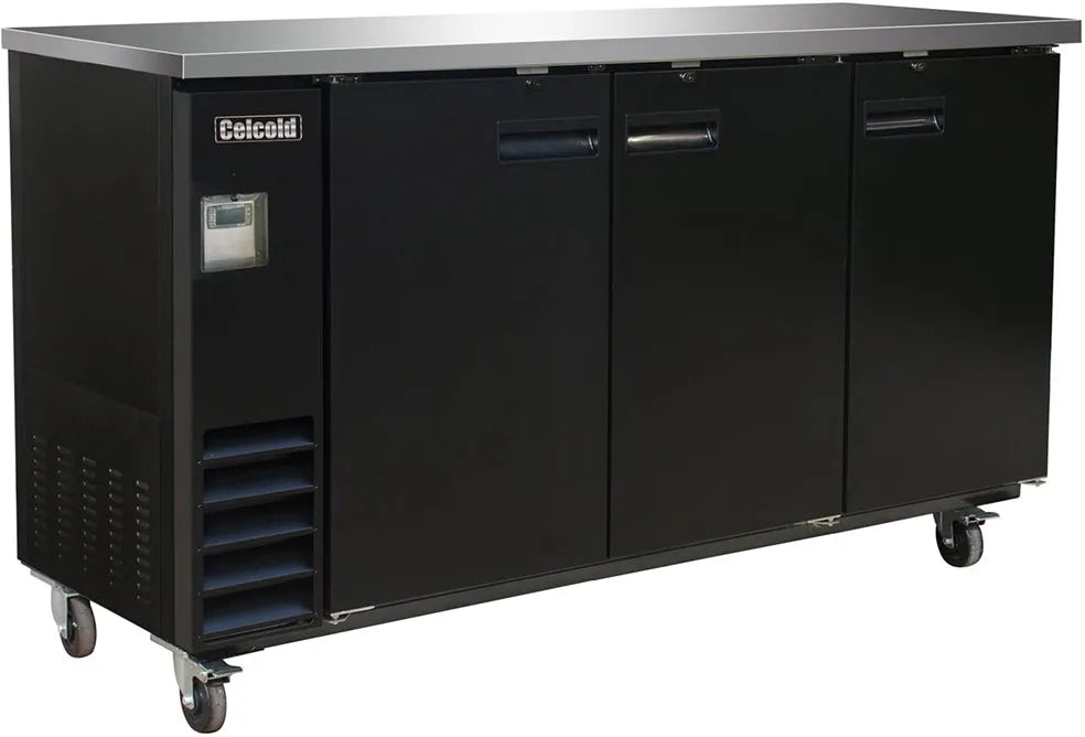 Celcold - 72" Black Commercial Back Bar Refrigerator - CBB72B