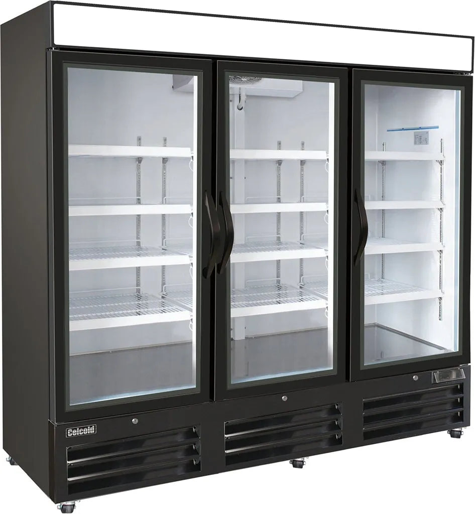 Celcold - 72" Commercial Glass Door Reach-In Freezer - CF72GDM
