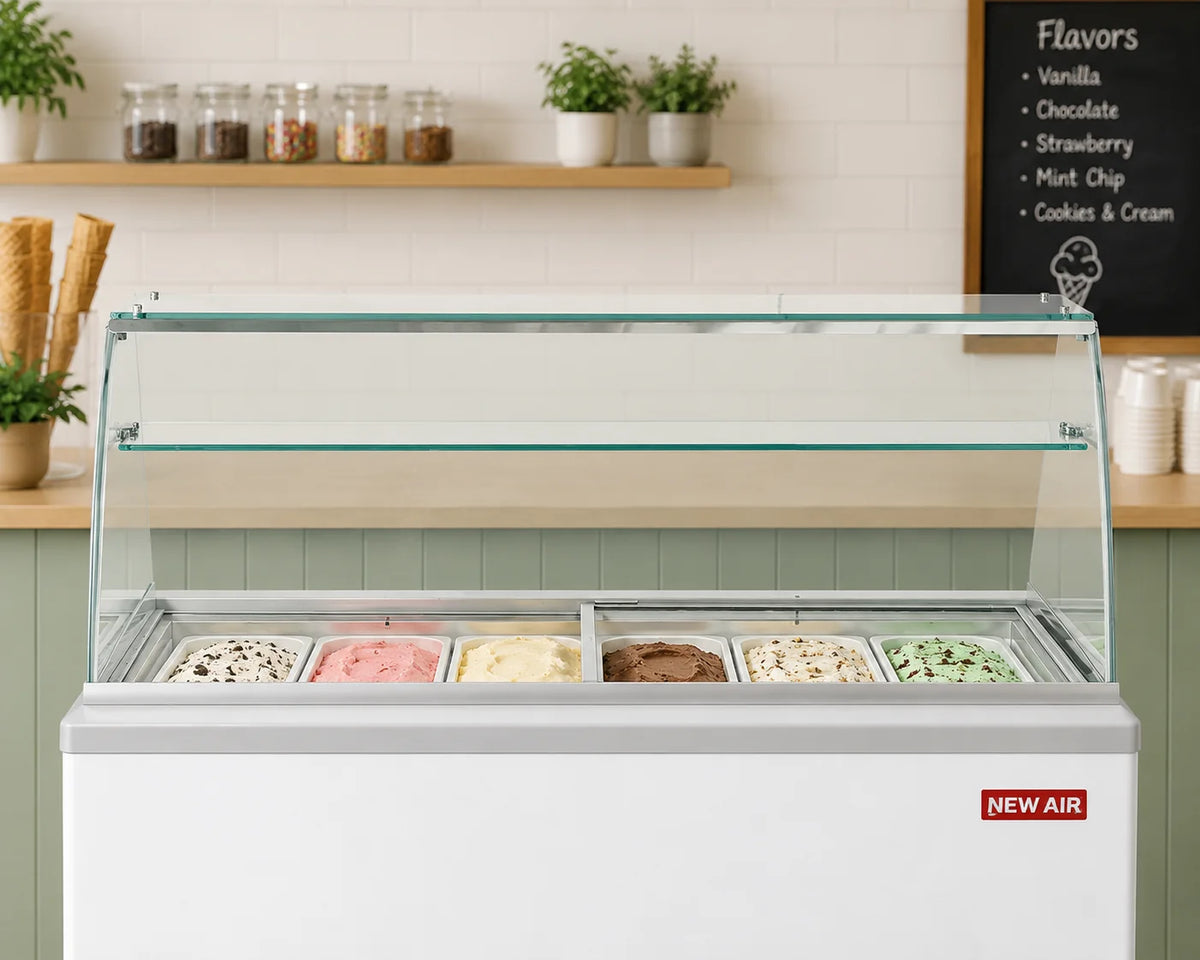 New Air - Glass Canopy for 41" Flat Glass Ice Cream Freezer - NIF-41-CP