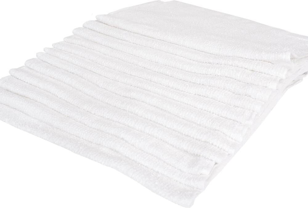 Chef Revival - 16" x 19" Cotton White Rabbed Terry Bar Towel (32 Oz), Pack of 12 - HBMR