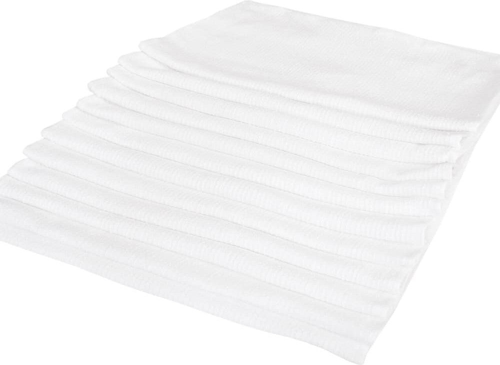 Chef Revival - 16" x 19" Cotton White Ribbed Terry Bar Towel (24 Oz), Pack of 12- LBMR