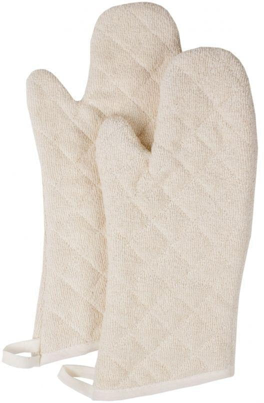 Chef Revival - 17" Terry Beige Elbow Length Oven Mitt, Pair - TTOM27BE