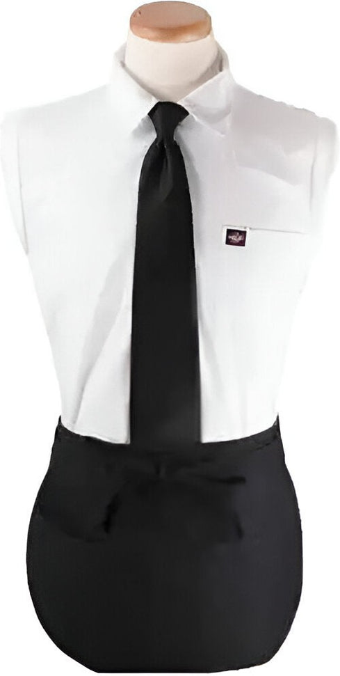 Chef Revival - 20.5" x 12" Polyester Black 3 Pocket Reversible Waist Apron with Pan Pocket - 3PWACRBK