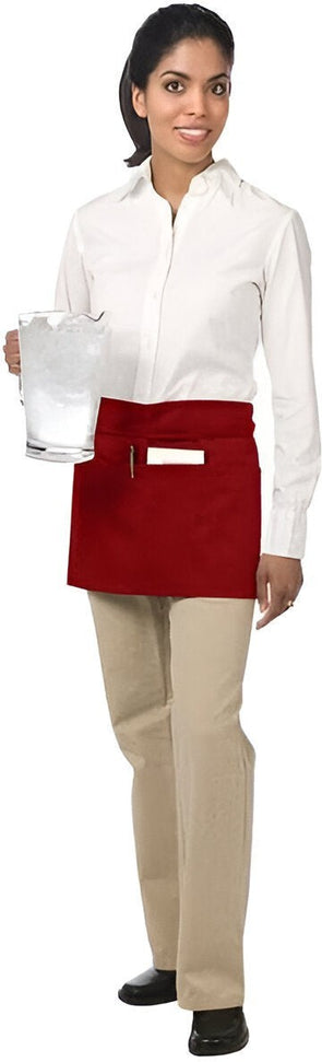 Chef Revival - 24" x 12" Poly-Cotton Burgundy Waist Apron With 3 Pocket - 605WAFH - DISCONTINUED