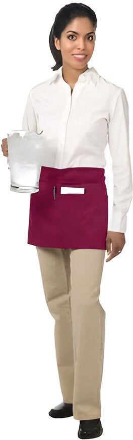 Chef Revival - 24" x 12" Poly-Cotton Burgundy Waist Apron With 3 Pocket - 605WAFH - DISCONTINUED