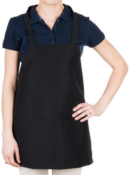 Chef Revival - 24" x 27" Mid Length Polyester Front House Bib Apron with 3 Pocket - 602PS-BK