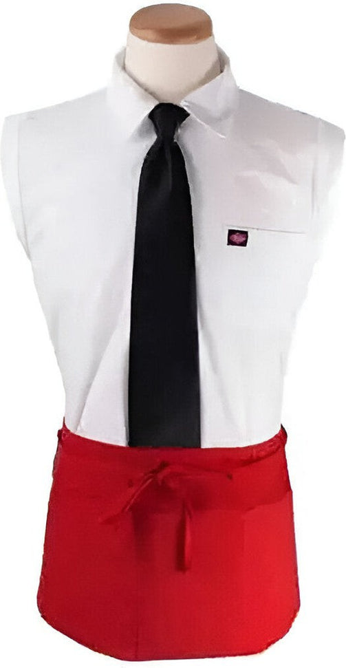 Chef Revival - 25"x 11" Polyester Red 3 Pocket Waist Apron with Pan Pocket - 3PWACRD