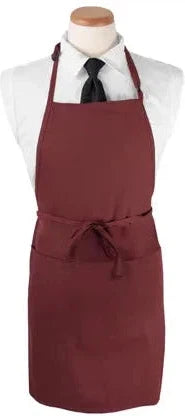 Chef Revival - 26" x 31" Poly-Cotton Burgundy Bib Apron with 3 Pocket & Pan Pocket - 3PBIAELBG