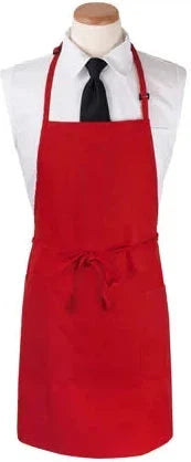 Chef Revival - 26" x 31" Poly-Cotton Red Bib Apron with 3 Pocket & Pan Pocket - 3PBIAELRD