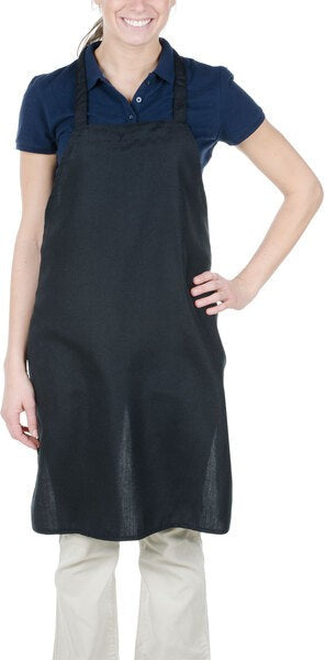 Chef Revival - 27" x 32" Polyester Black Bib Apron with No Pocket - 600PS-NP-BK