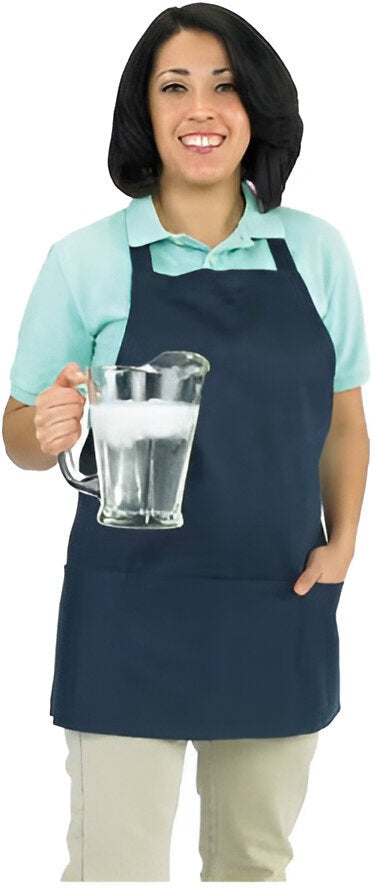 Chef Revival - 28" x 25" Mid Length Poly-Cotton Front House Bib Apron with 3 Pocket - 602BAFH