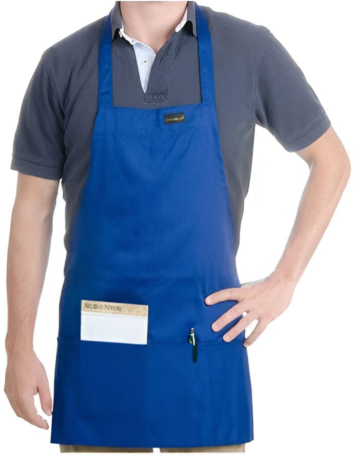 Chef Revival - 28" x 25" Mid Length Poly-Cotton Front House Bib Apron with 3 Pocket - 602BAFH