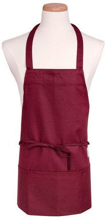 Chef Revival - 28" x 25" Mid Length Poly-Cotton Front House Bib Apron with 3 Pocket - 602BAFH