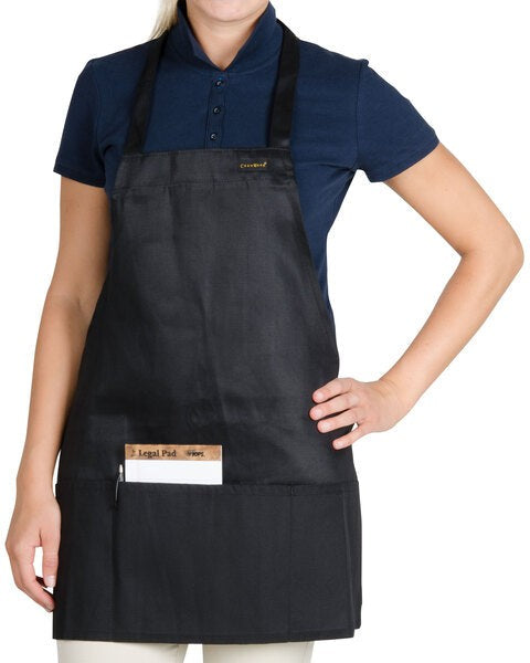 Chef Revival - 28" x 25" Mid Length Poly-Cotton Front House Bib Apron with 3 Pocket - 602BAFH