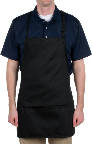 Chef Revival - 28" x 27" Poly-Cotton Bib Apron with 3 Pocket & Adjustable Neck - 612BAFH